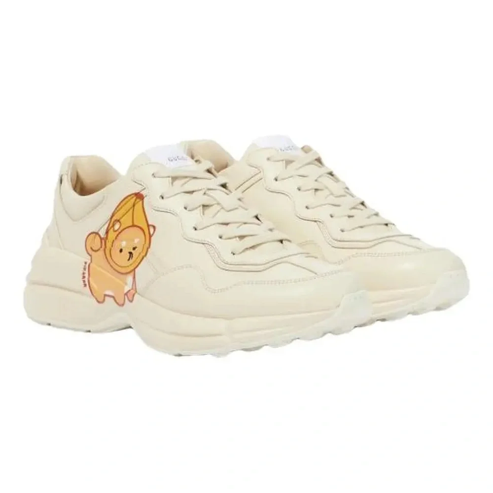 Brand New Gucci(WMNS) Gucci Kawaii Rhyton Leather Sneakers 'Cream White' Size 10
